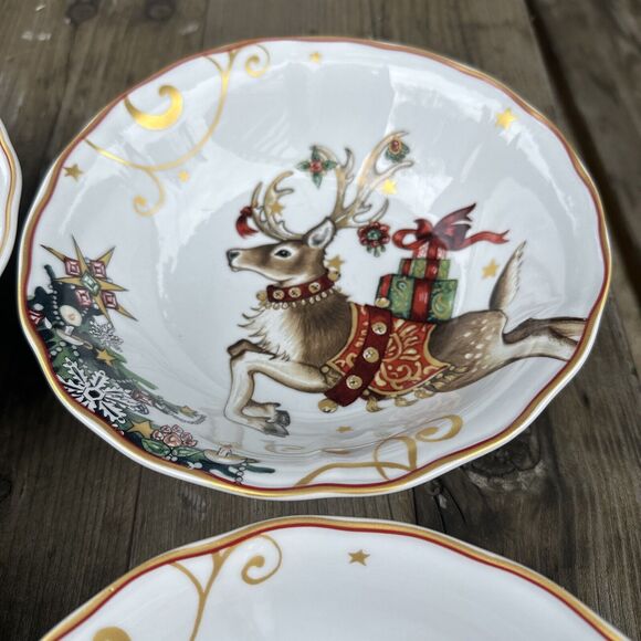 Williams Sonoma Twas the Night Before Christmas Reindeer Soup Salad Bowls SET 4 - Picture 4 of 6